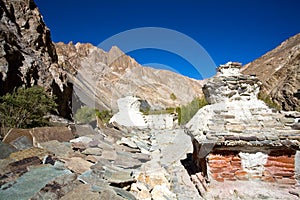 Chortens or Stupas during Markha Trek, Markha Valley, Ladakh, India