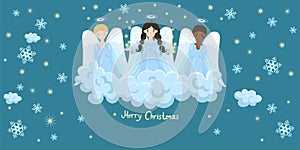 Chorus of angels on a cloud. Stars and snowflakes