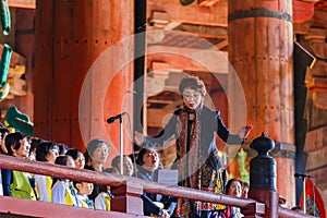 Chorus group at Daibutsu-den of Todai-ji Temple in Nara