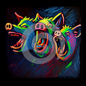 Chorus of hogs singing. Generative Ai