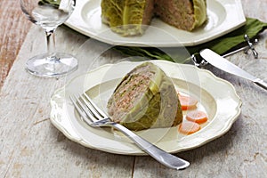 Chou farci, stuffed cabbage photo