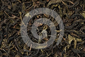 Choui Fong dried tea leaves full frame close up