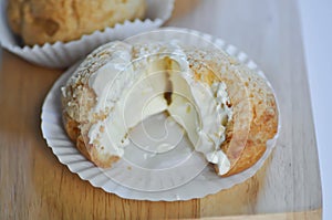 choux cream or cream puff, eclair or custard choux cream