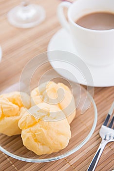 Choux pastry and coffee