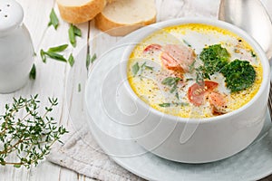 Chowder with salmon