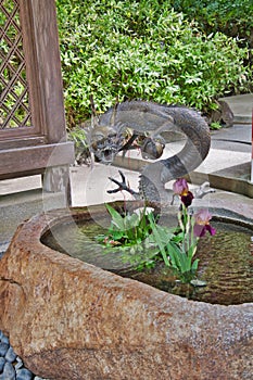 The Chozuya fountain inside Kurama-Dera temple. Kyoto Japan