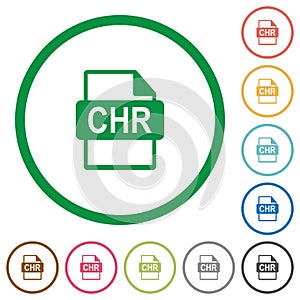 CHR file format flat icons with outlines