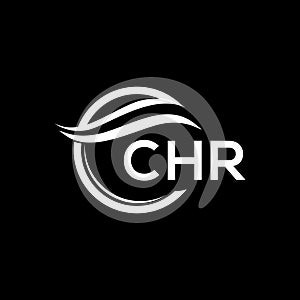 CHR letter logo design on black background. CHR creative circle letter logo concept. CHR letter design