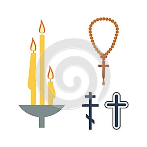 Chrch candle and religion icons vector.