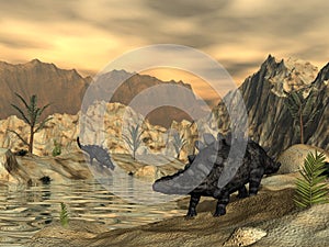 Chrichtonsaurus dinosaurs - 3D render