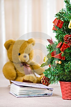 Chrismas tree and bear photo