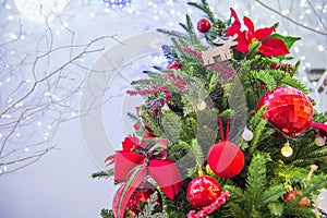 Chrismas tree and red ball. photo