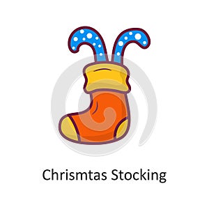 Chrismtas Stocking vector Fill outline Icon Design illustration. Holiday Symbol on White background EPS 10 File