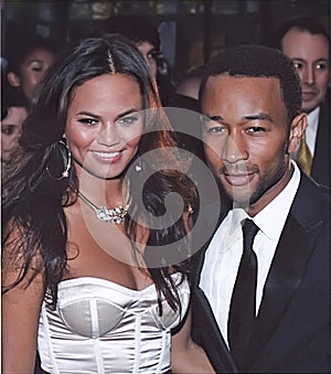 Chrissy Teigen and John Legend  in New York City in 2009