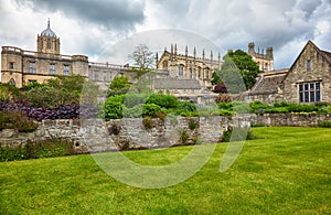 The Christ Church as seen from the Memorial Gardens. Oxford University. England