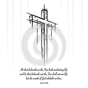 Christ cross crucifix sketch Christian scripture. John 3:36