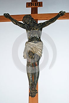 Christ on Cross inside the Church of our lady of Los Remedios, Mijas, Spain.