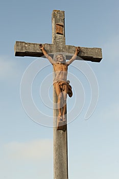 Christ on cross Jesus Christ on wayside cross, France