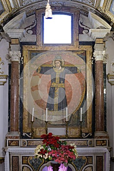 Christ the Crucified King - fresco in the basilica of Cosmas and Damian (Santi Cosma e Damiano) in Rome