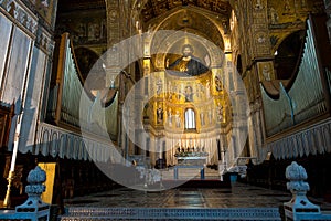 Christ fresco inside Monreale cathedral near Palermo, Sicily