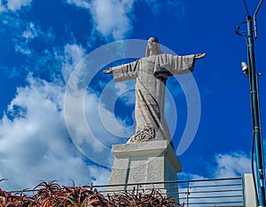 The Christ the King statue, Cristo Rei, statue in Garajau, Madeira.