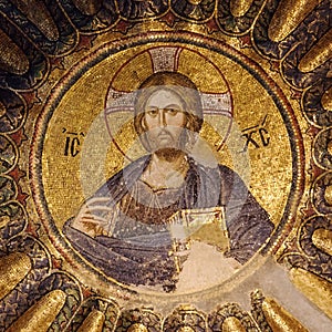 Christ mosaic in the dome of Chora church