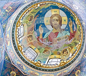 Christ Pantocrator, Mosaic in Church of the Savior, St Petersburg photo