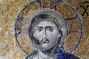 Christ Pantocrator ruler mosaic in Hagia Sophia photo