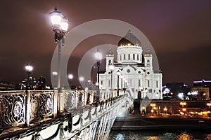 Christ Redeemer cathedral in Moscow at night