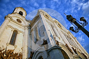 Christ the Redeemer Church in Moscow, Russia. Facade detail