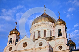 Christ the Redeemer Church in Moscow, Russia. Facade detail