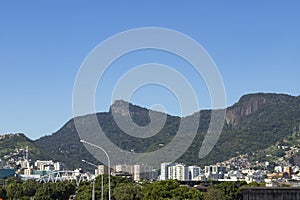 Christ Redeemer seen from afar in Rio de Janeiro, Brazil