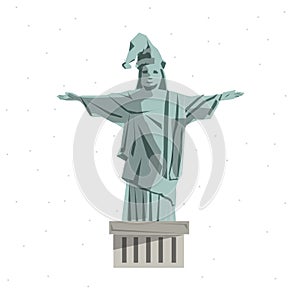 Christ the Redeemer statue in christmas theme -