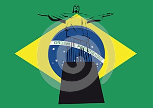 Christ of Rio with brazilian flag
