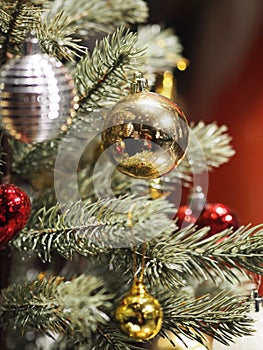 Christ`s Mass Christmas Trimmings Decoration Gift box Colored balls Snow Globe bell Nutcracker Lights