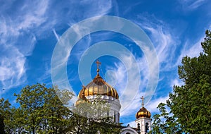 Christ-the-Savor orthodox church in Moscow under blue sky