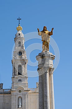 Christ statue in front of Basilica  in Fatima, Portugal