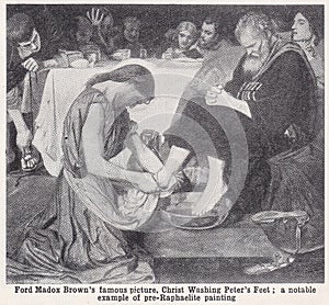 Christ washing Peter`s Feet - Painting by Ford Madox Brown.