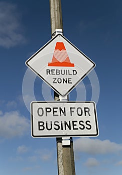 Christchurch earthquake rebuild sign