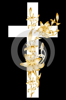 Christening cross with gold lily 1