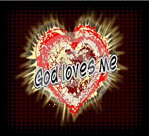 Christian background.God loves me. Halftone heart.Jesus loves you.