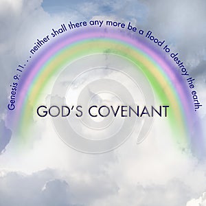 Christian Background God`s Covenant, Sky and Rainbow