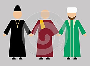 Christian, Buddhist, Muslim clergy photo