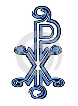 Christian Chi Rho symbol. Labarum. Christogram. Isolated