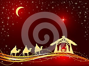 Christian Christmas Background with Birth of Jesus and Star