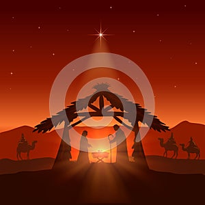 Christian Christmas with Star on Night Background