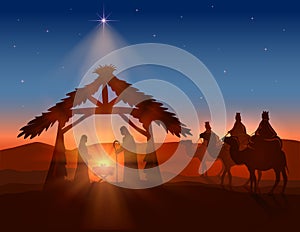 Christian Christmas with Wise Men and Jesus