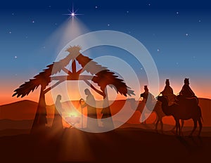 Christian Christmas with Wise Men and Jesus photo