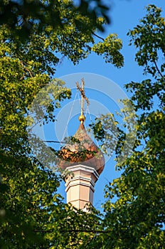 Christian Church Copper Dome with Gilded Cross