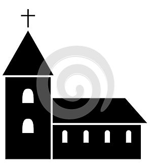 Christian church icon silhouette. Vector illustration isolated on white. Religious building